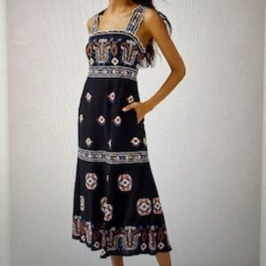 Worn 2x!  EUC Sold-out Embroidered Midi Pocketed Dress-Anthropologie, 8P,  $248